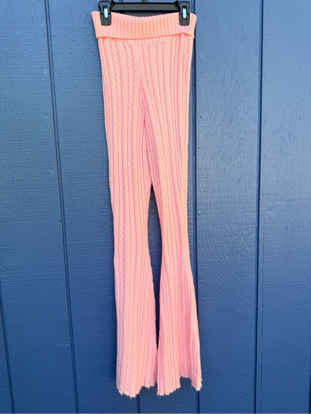 Dolls Kill Pink Cable Knit Flare Pants